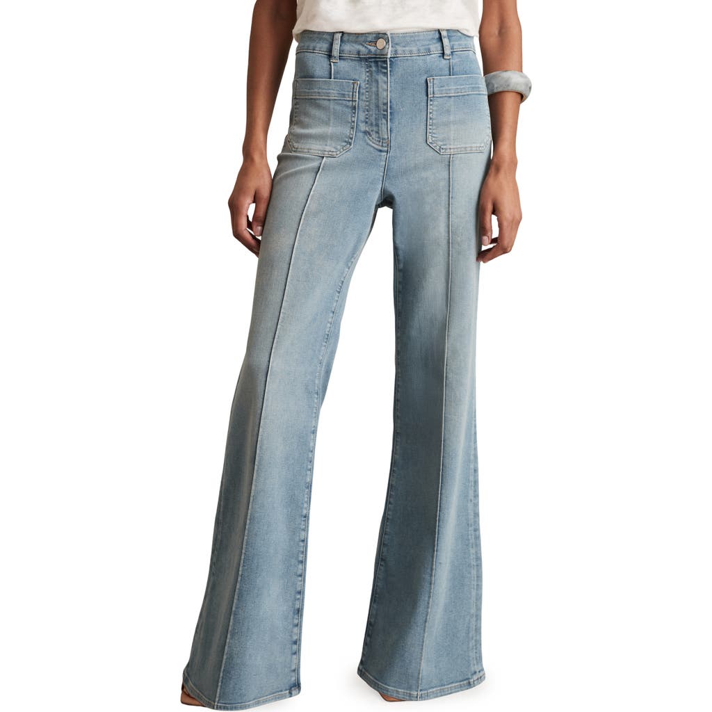 Reiss Sakura Flare Patch Pocket Jeans In Light Blue In Blue