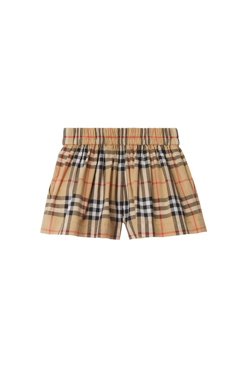 Burberry Check Cotton Shorts, Alternate, color, Sand Beige