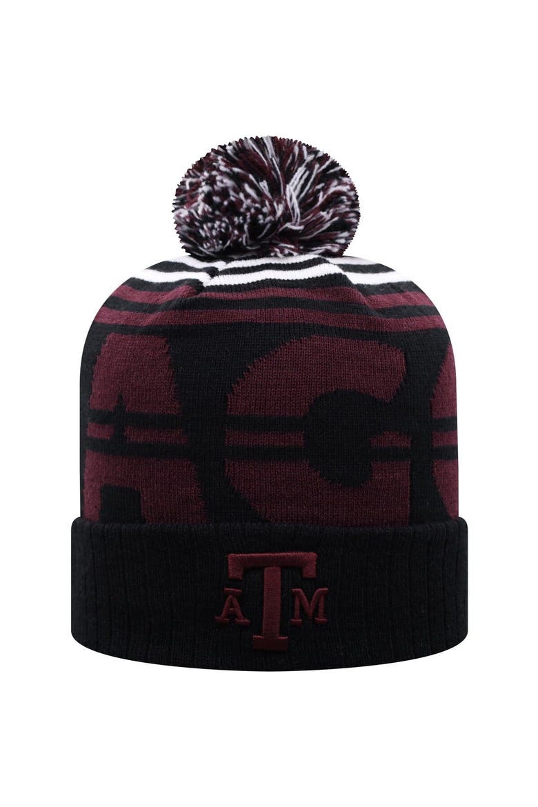 Men's Top of the World Black/Maroon Texas A&M Aggies Colossal Cuffed Knit Hat with Pom, Alternate, color, Black