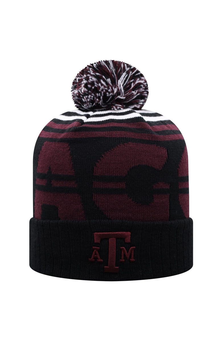 TOP OF THE WORLD Men's Top of the World Black/Maroon Texas A&M Aggies Colossal Cuffed Knit Hat with Pom, Alternate, color, 