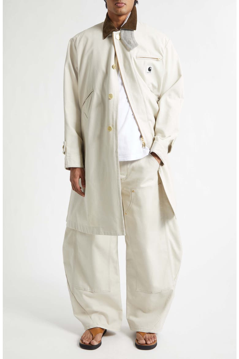 x Carhartt WIP Duck Canvas Balmacaan Coat, Alternate, color, IVORY