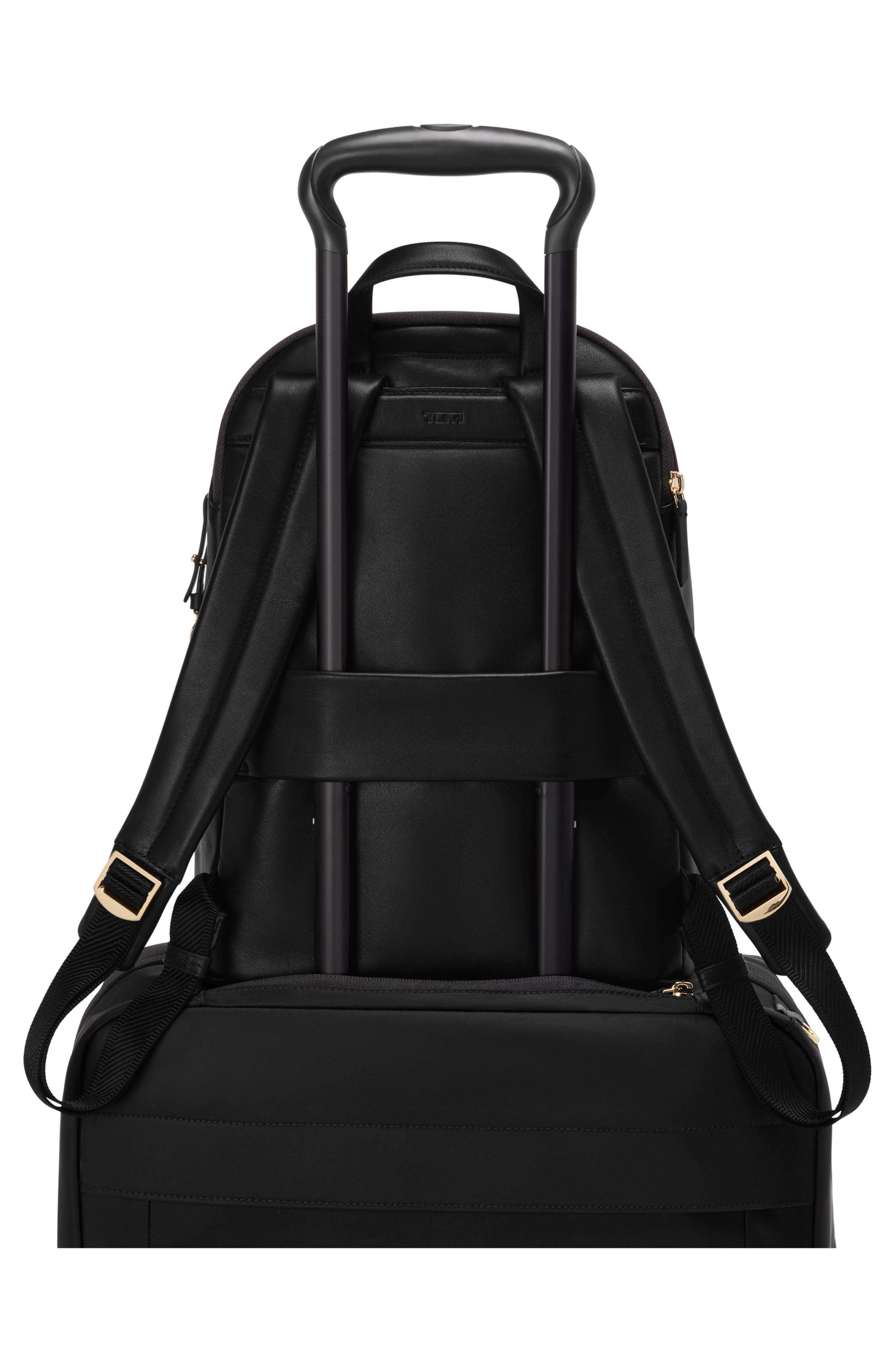 Voyageur Raina Medium Leather Backpack, Alternate, color, BLACK/ LIGHT GOLD