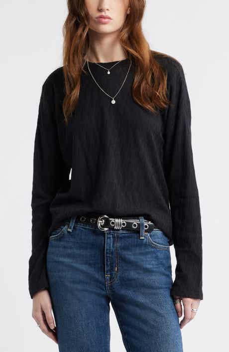 Treasure & Bond Pointelle Cotton Crewneck Knit Top