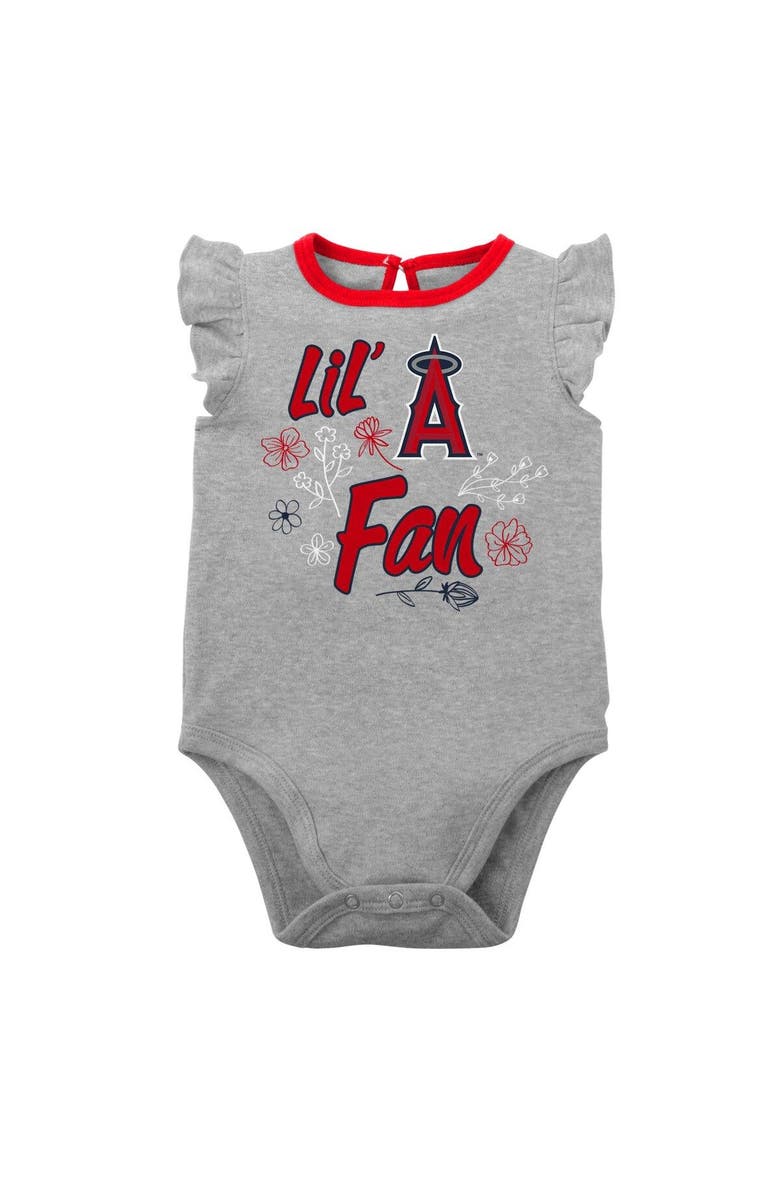 Outerstuff Girls Newborn & Infant Red/Heather Gray Los Angeles Angels Little Fan Two-Pack Bodysuit Set, Alternate, color, Red