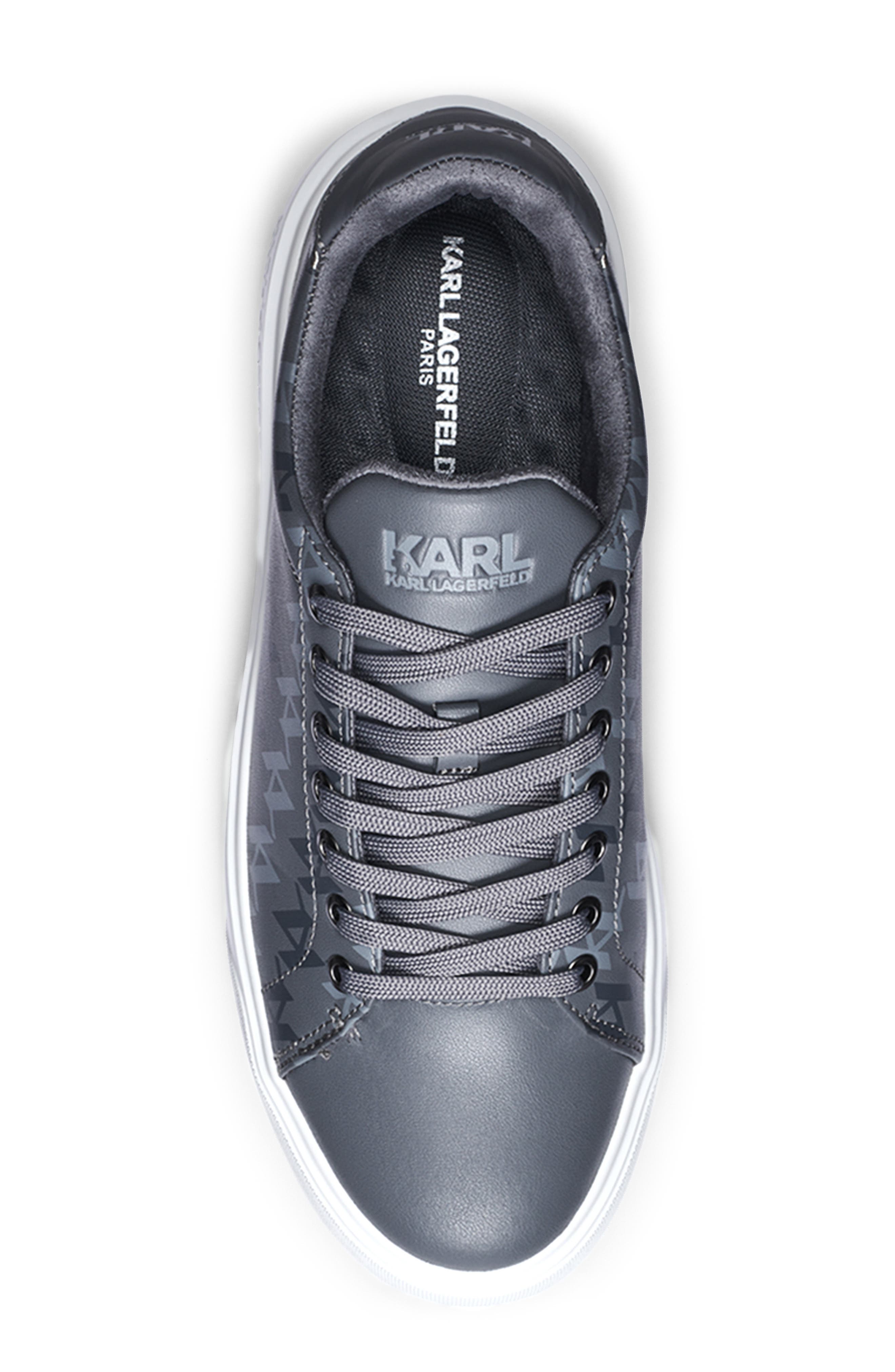 KARL LAGERFELD PARIS Side Logo Grid Low Top Sneaker, Alternate, color, Grey