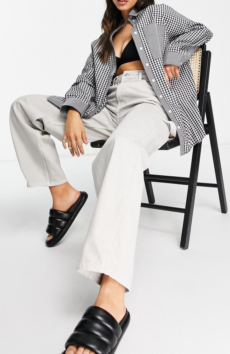 Topshop Women's Gingham Check Oversize Button-Up Shirt, Alternate, color, 