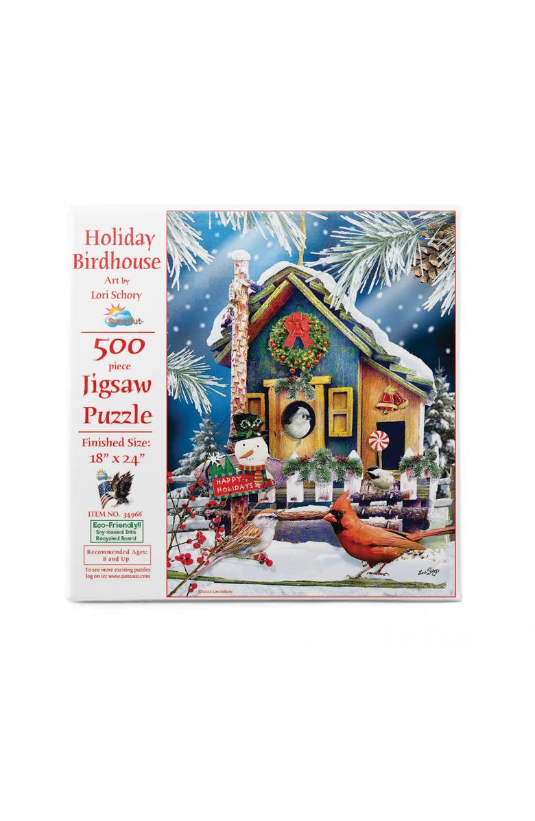 Sunsout Holiday Birdhouse 500 piece Jigsaw Puzzle for Adults, Alternate, color, Multicolor