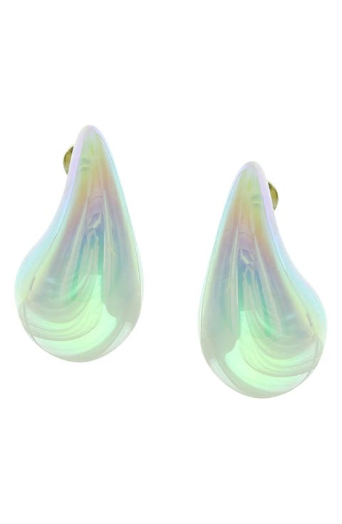 Linea Puffy Teardrop Stud Earrings