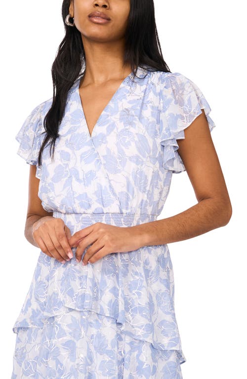 Halogenr Halogen(r) Metallic Floral Flutter Sleeve Maxi Dress In Rainwashed