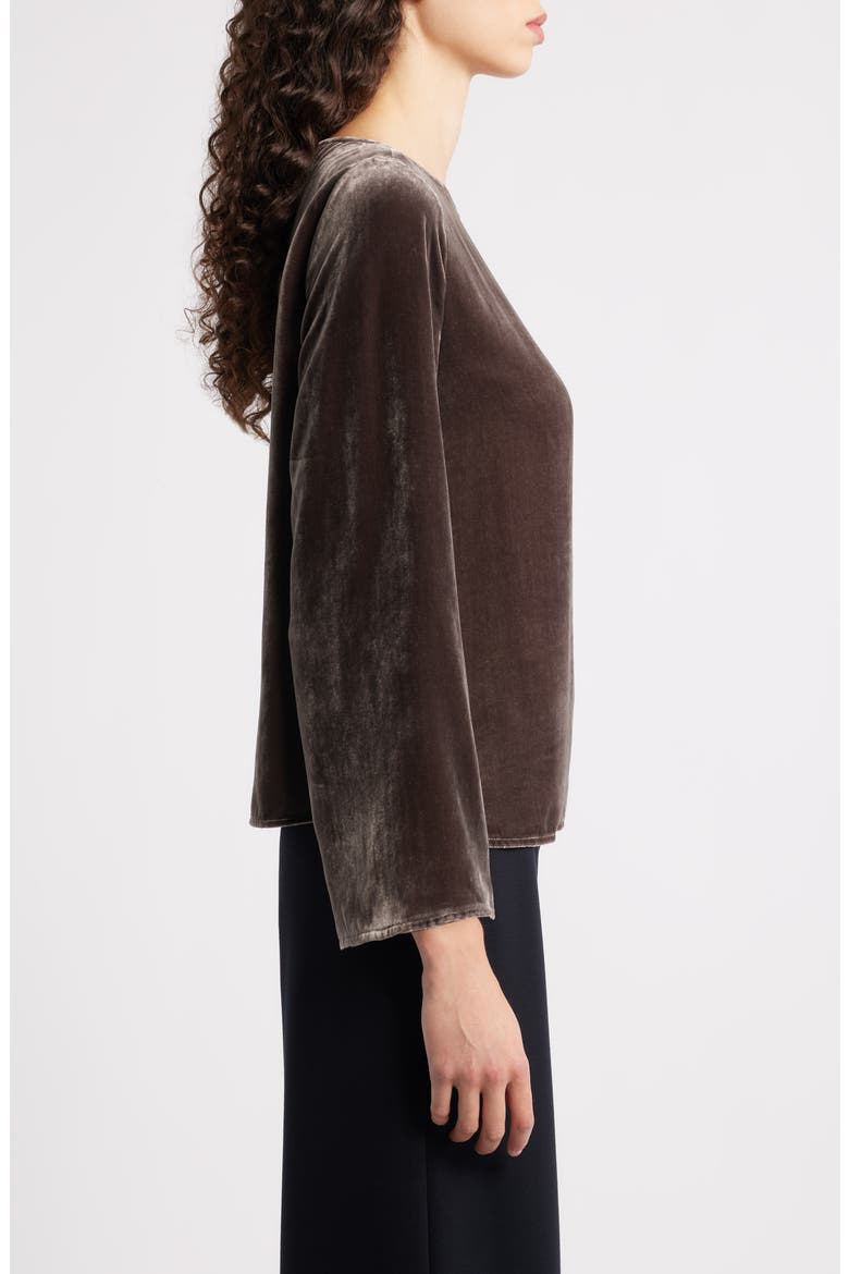 Ballet Neck Flare Sleeve Velvet Top, Alternate, color, RYE