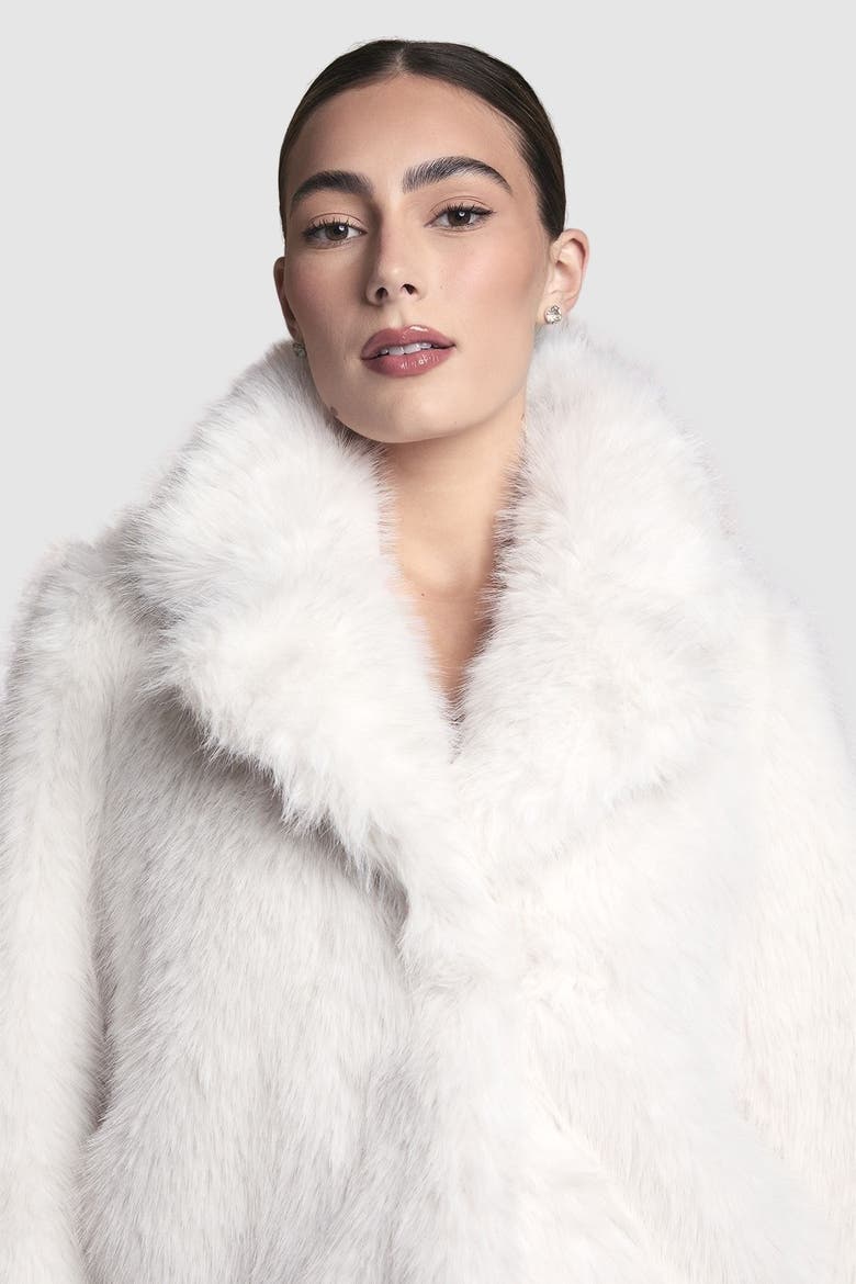 Occasion Short Faux Fur Coat, Alternate, color, Ivory