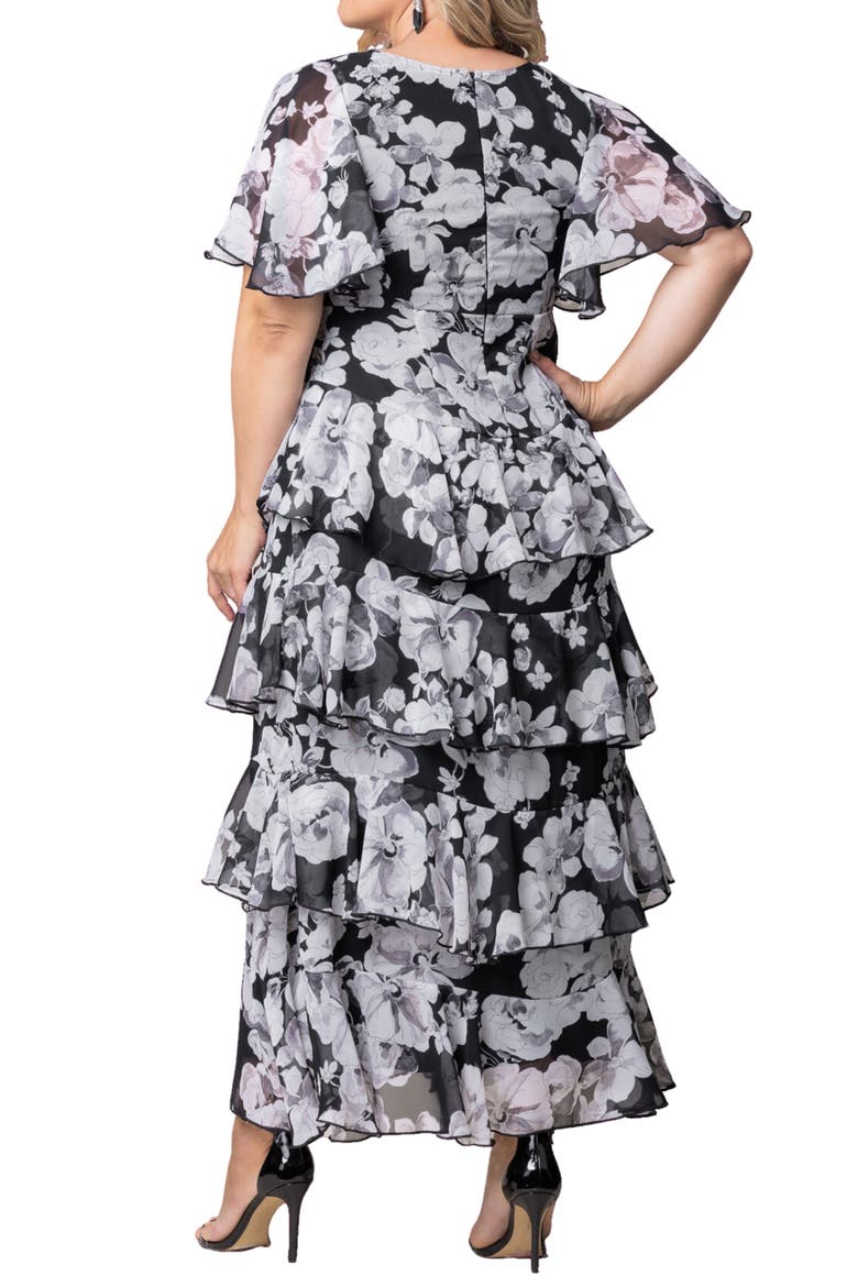Tour de Flounce Tiered Maxi Dress, Alternate, color, GRAYSCALE BLOOMS