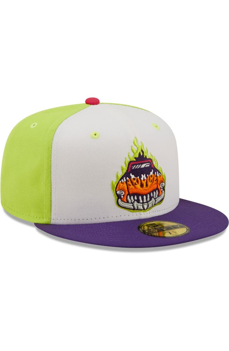 New Era Men's New Era White/Purple Bólidos de Bowling Green Copa De La Diversion 59FIFTY Fitted Hat, Alternate, color, White
