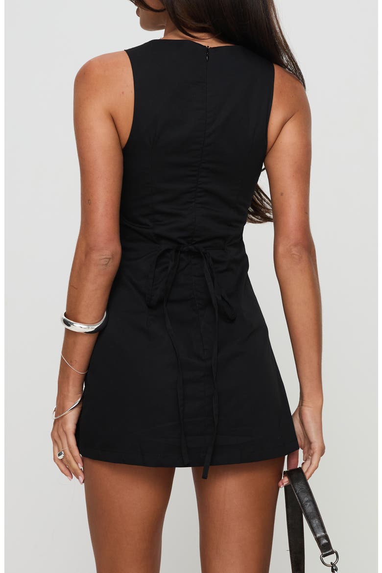 Yumiko Skirted Organic Cotton Romper, Alternate, color, BLACK