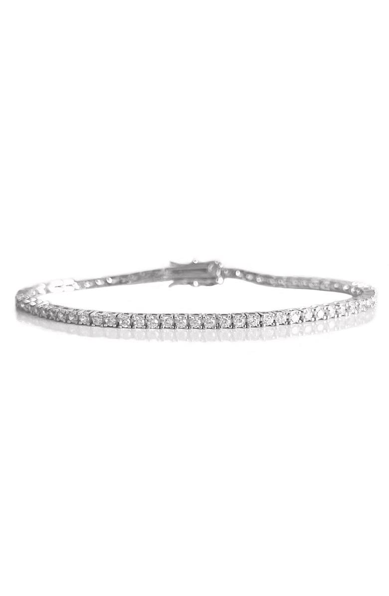 Leni James The Margo 4 Prong 2mm Tennis Bracelet, Main, color, Silver