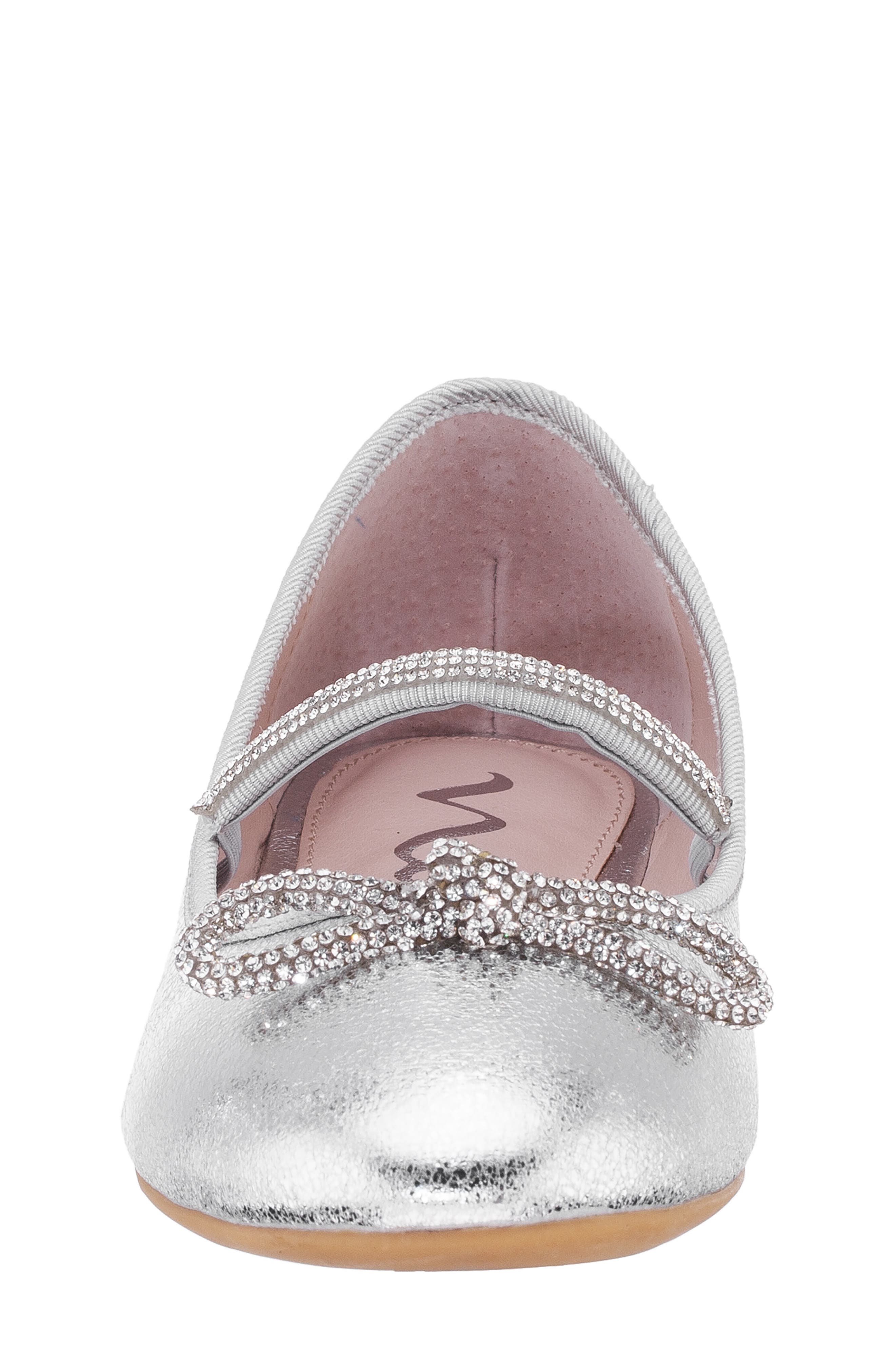 Nina Kids' Kendalla Ballet Flat, Alternate, color, Silver Crackled Metallic