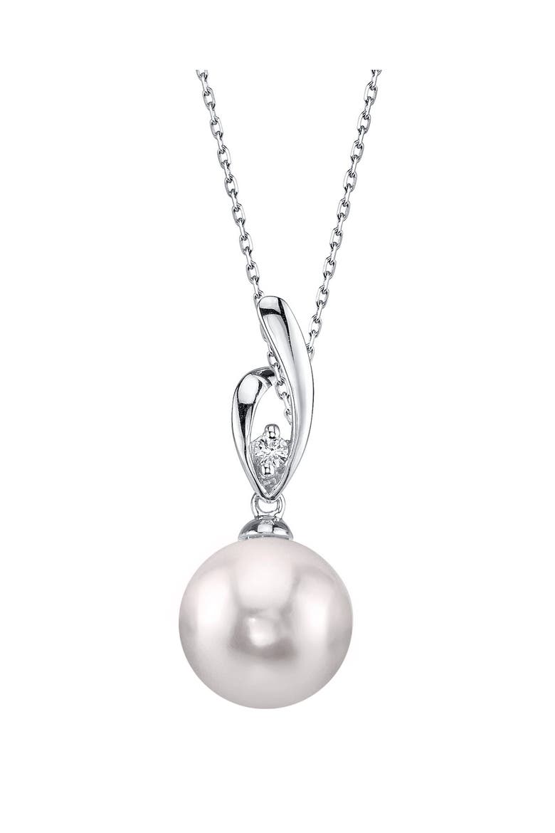 Akoya Pearl & Diamond Lois Pendant, Main, color, White Gold