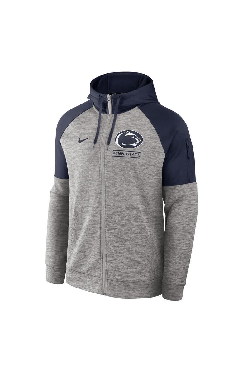 Nike Men's Nike Heather Gray Penn State Nittany Lions Fitness Raglan Performance Full-Zip Hoodie, Alternate, color, 