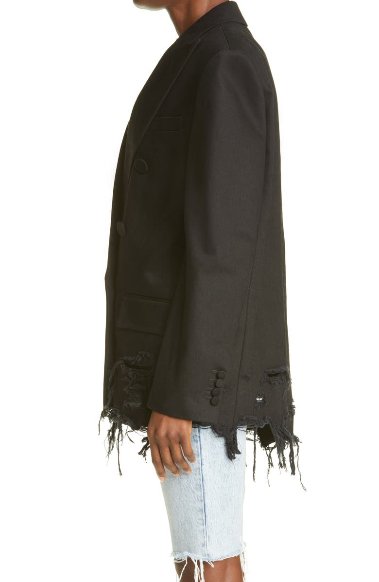 Alexander Wang Frayed Double Breasted Blazer, Alternate, color, 