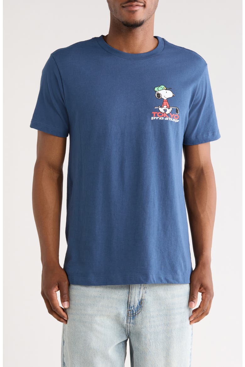 Peanuts® Tokyo Pro Shop Graphic Cotton T-Shirt, Main, color, DENIM BLUE