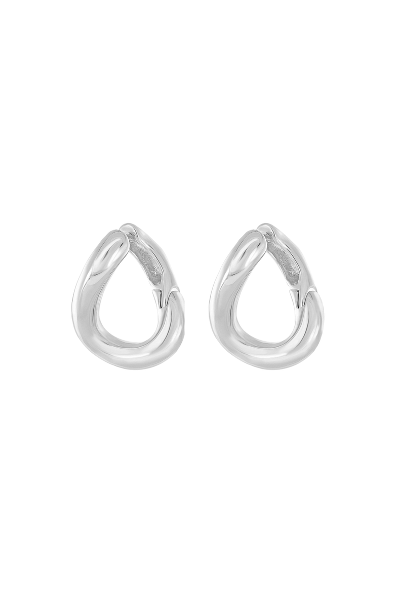 14k Gold Plated Chase Twisted Hoop Earrings Gift Idea, Main, color, Silver