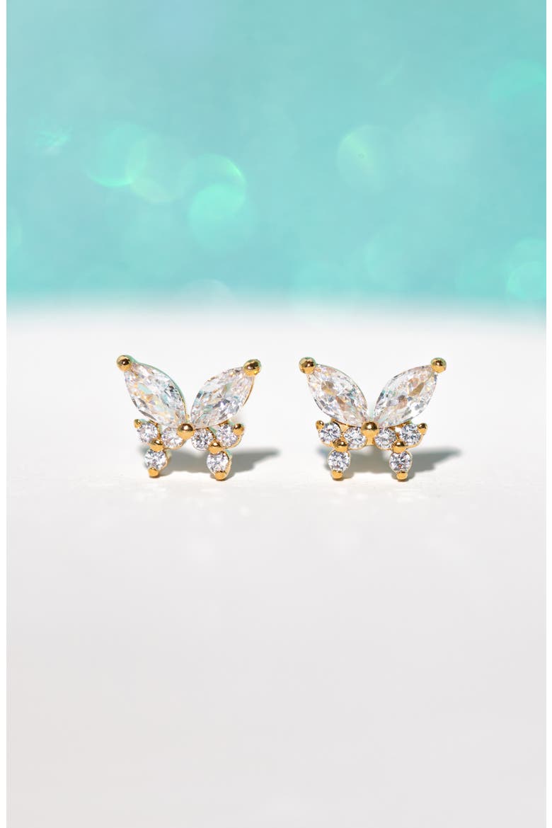 Remember Me Butterfly Stud Earrings, Alternate, color, GOLD