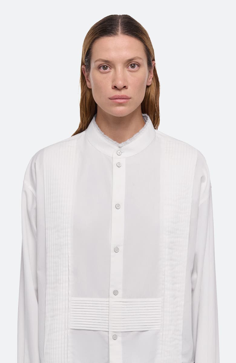 Helmut Lang Collarless Tuxedo Shirt, Alternate, color,