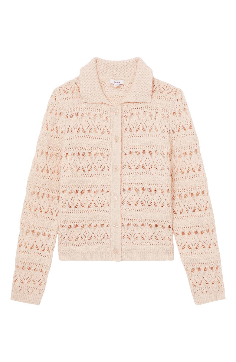 Reiss Cindy Crochet Cardigan, Alternate, color, Ivory Cream