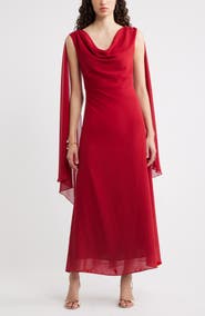 Chelsea28 Cowl Neck Maxi Cape Dress