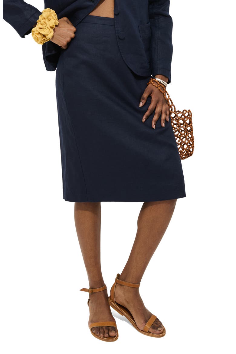 Maya Linen Skirt, Main, color, DARK NAVY