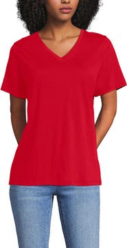 Lands' End Plus Size Supima Cotton V-Neck T-Shirt