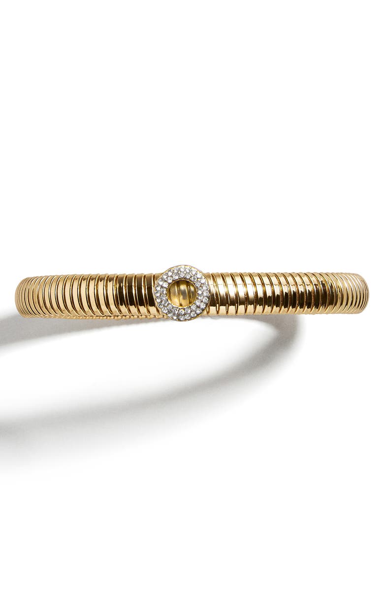 BaubleBar Noah Initial Coil Bracelet, Main, color, Clear O