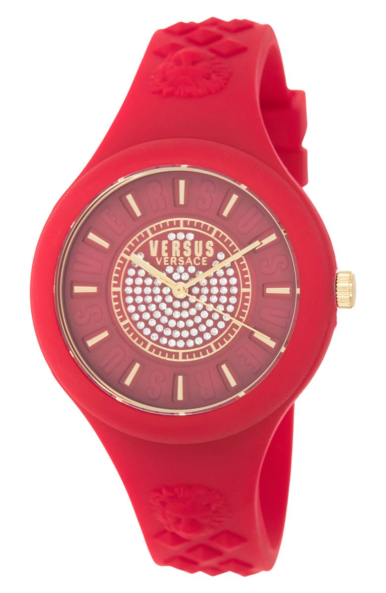 VERSUS Versace Women's Crystal Pavè Silicone Strap Watch, 39mm & Zip Case, Main, color,
