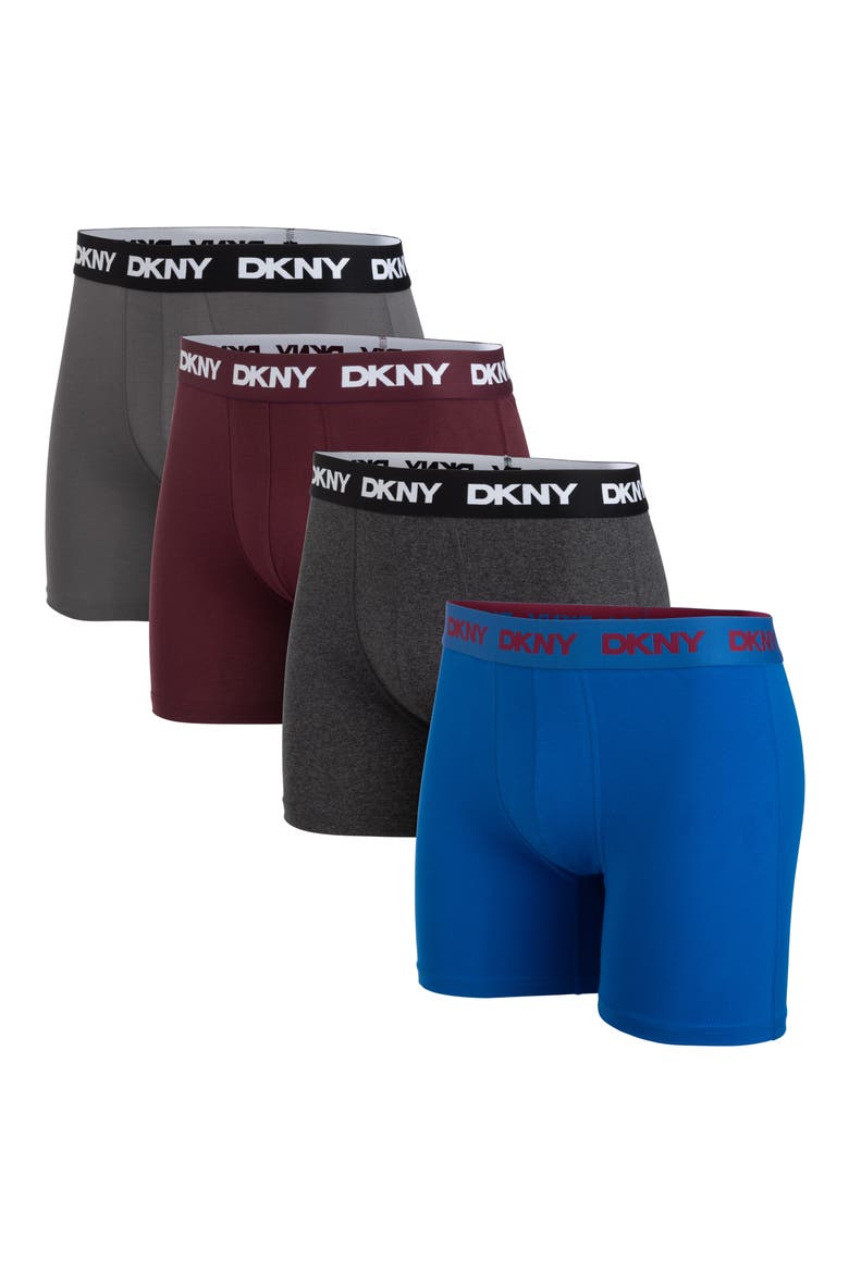 Cotton Stretch Pack of 4 Boxer Briefs, Main, color, JET/ FIG/ CHARCOAL
