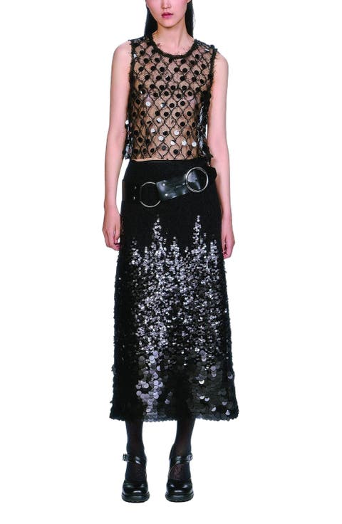 Mesh Pailettes Crop Top