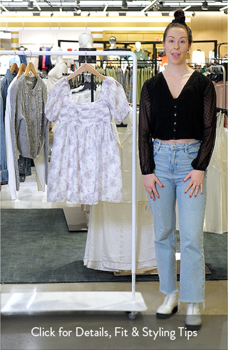 Floral Pleat Bodice Short Sleeve Babydoll Minidress, sales video thumbnail