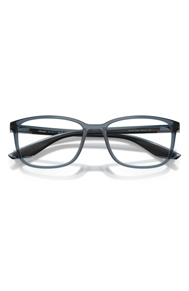 Prada Linea Rossa 53mm Pillow Optical Glasses, Alternate, color, Azure