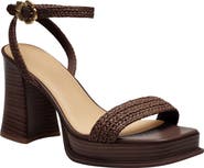 COACH Tea Rose Raffia Platform Ankle Strap Sandal