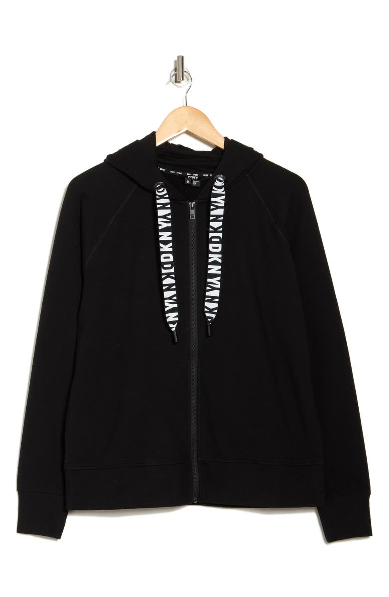 DKNY Full Zip Hoodie, Alternate, color, Black