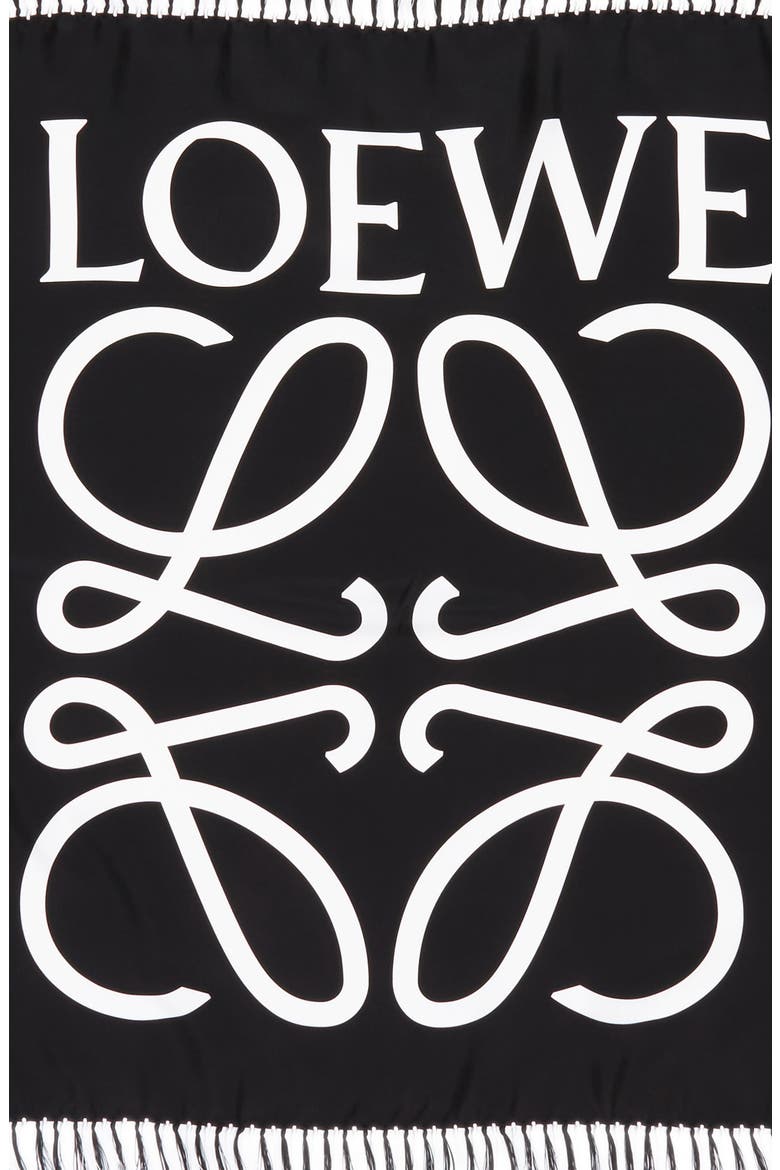 Anagram Silk Scarf, Alternate, color, BLACK/ WHITE