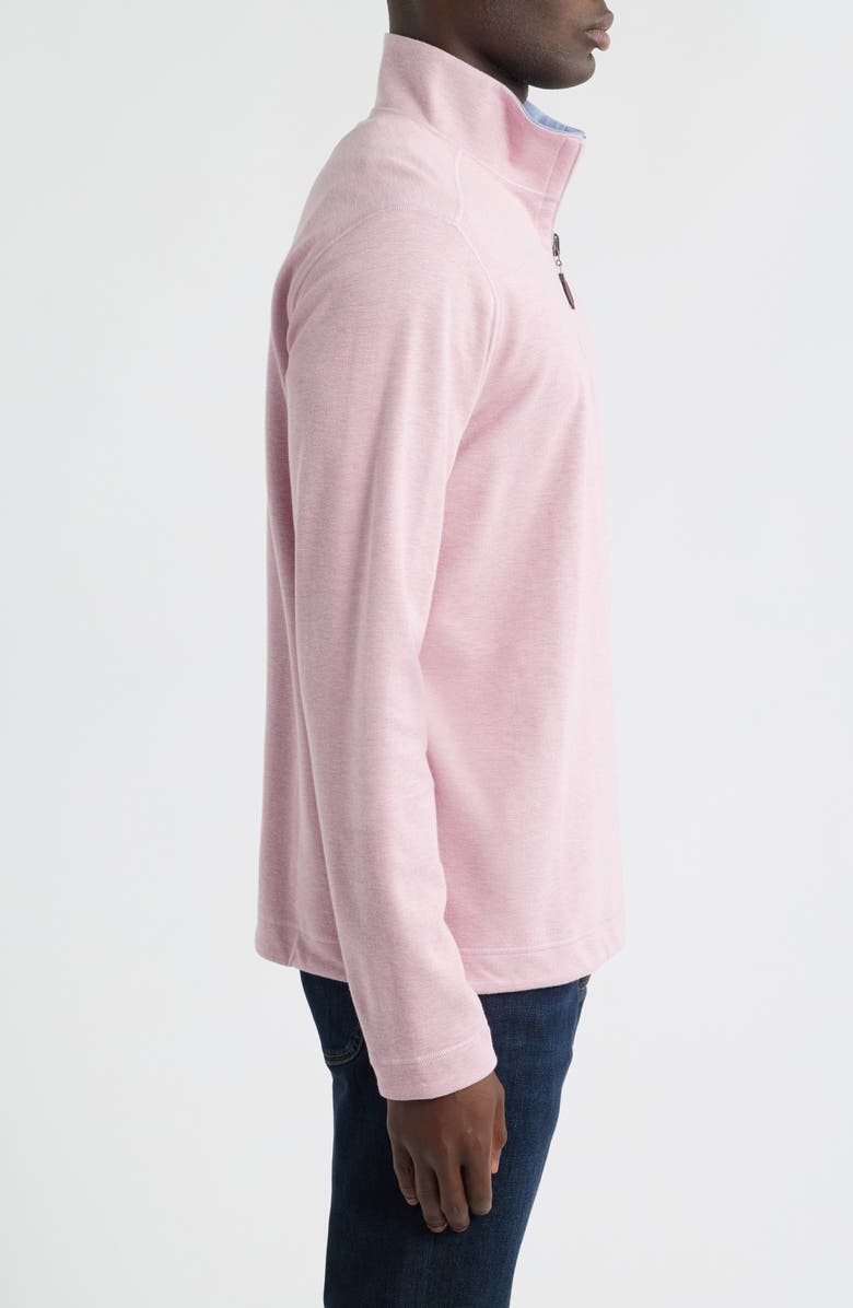 Johnston & Murphy Icon Reversible Cotton Blend Quarter Zip Pullover, Alternate, color, Pink/ Light Blue