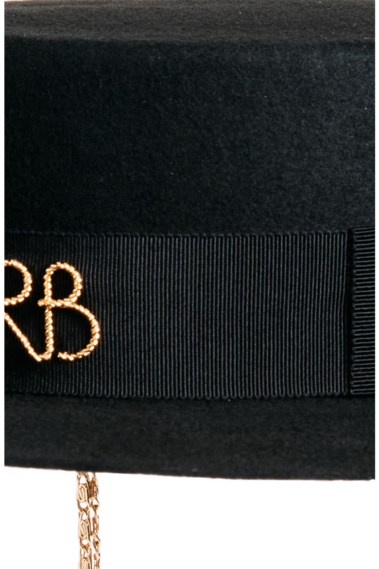Monogram Logo Wool Boater Hat, Alternate, color, BLACK