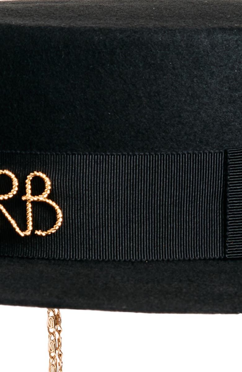 Ruslan Baginskiy Monogram Logo Wool Boater Hat, Alternate, color, Black