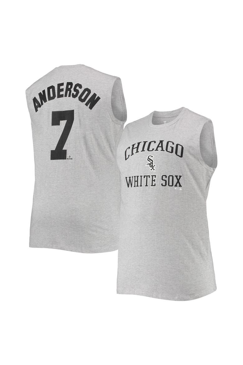 Men's Tim Anderson Heathered Gray Chicago White Sox Big & Tall Muscle Tank Top, Main, color, Heather Gray