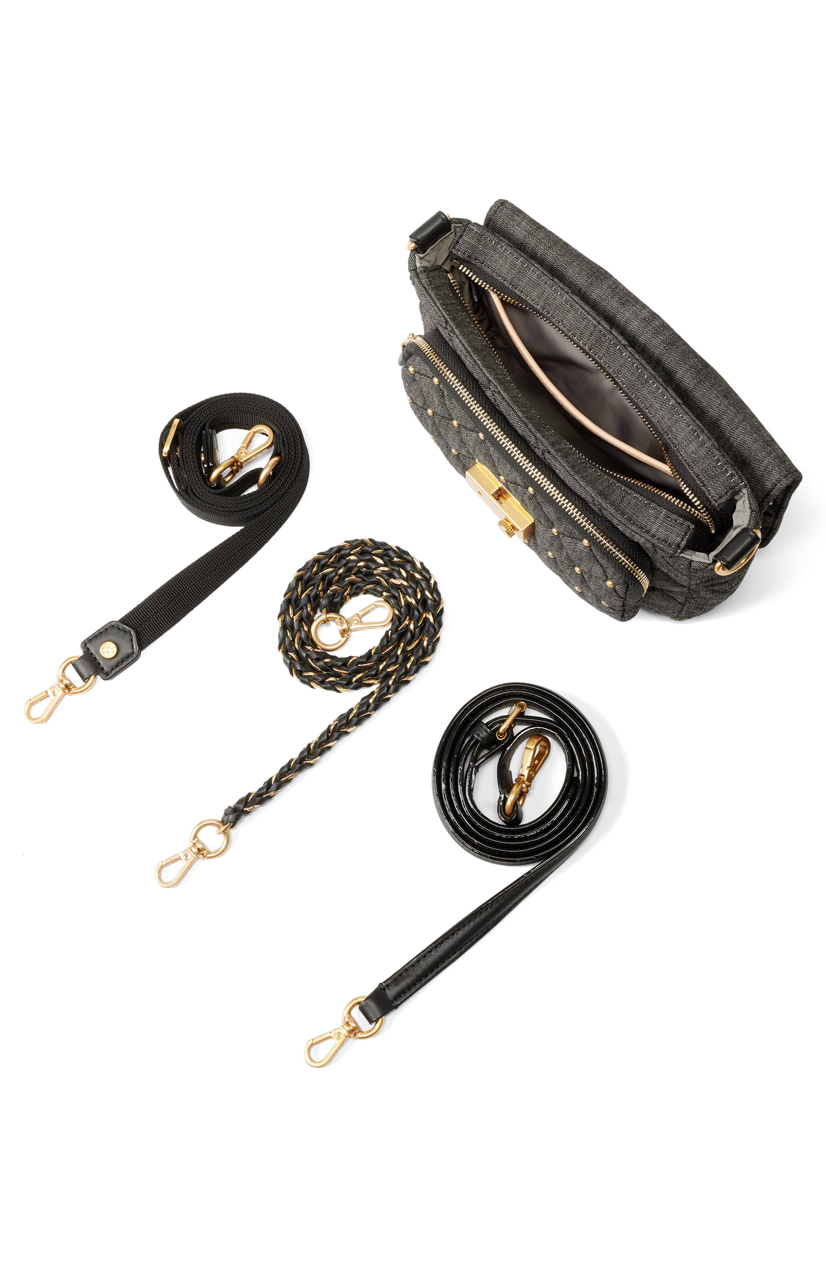 MZ Wallace Small Crosby Lock Quilted Denim Crossbody Bag, Alternate, color, 