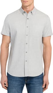 W.R.K Reworked Slim Fit Solid Short Sleeve Cotton Button-Down Shirt
