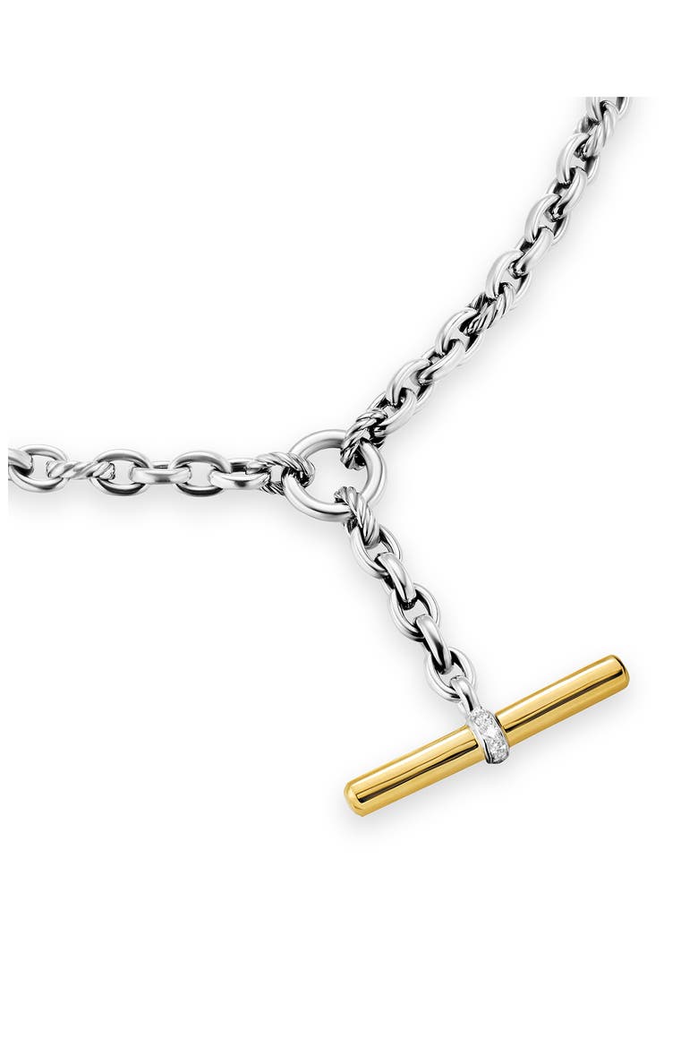 DY® Petite Toggle Chain Necklace in Sterling Silver & 18K Yellow Gold with Diamonds, 4.5mm, Alternate, color, DIAMOND