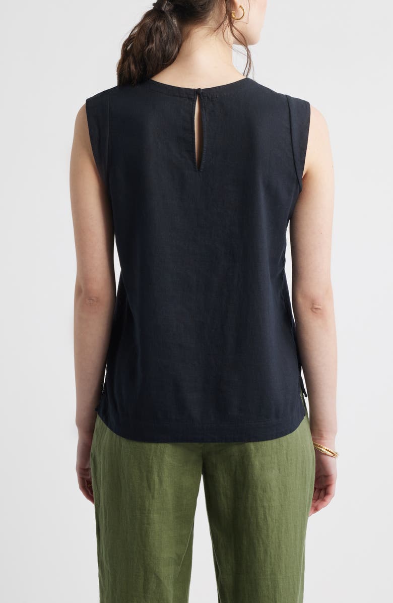 Caslon<sup>®</sup> Cap Sleeve Linen Blend Top, Alternate, color, Black