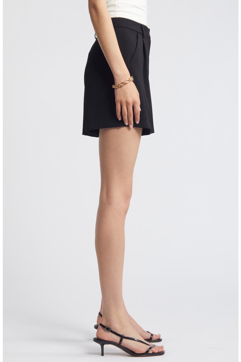 Pleated High Waist Trouser Shorts, Alternate, color, BLACK