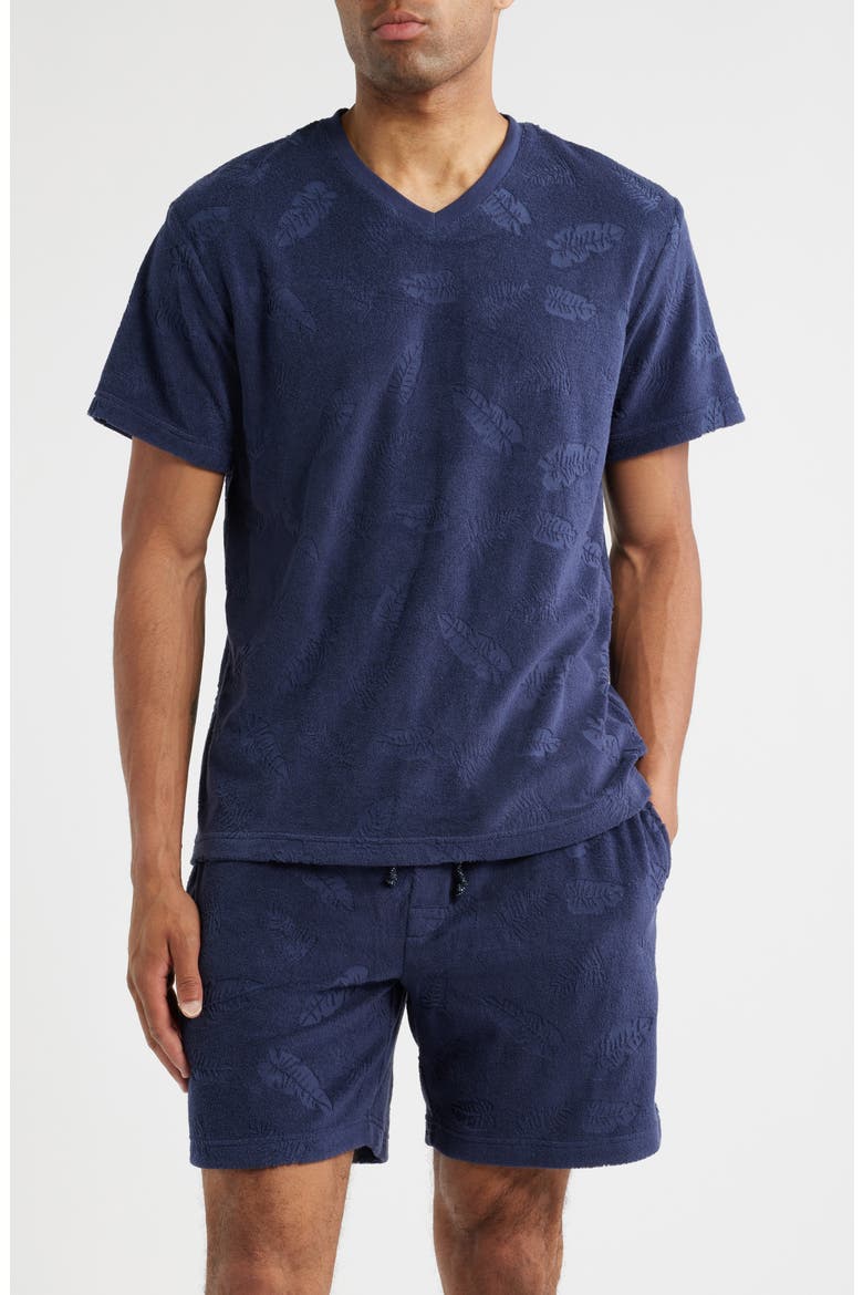Shadow Hibiscus Short Sleeve V-Neck T-Shirt, Main, color, NAVY HIBISCUS